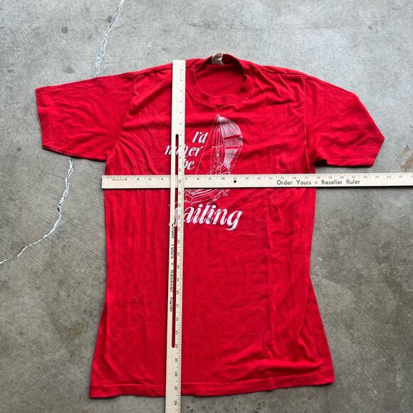 VINTAGE 80S SINGLE STITCH ID RATHER BE SAILING SHIRT LRG - Picture 4 of 4